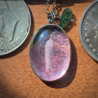 Feather Reverse Intaglio over Watermelon Tourmaline Necklace